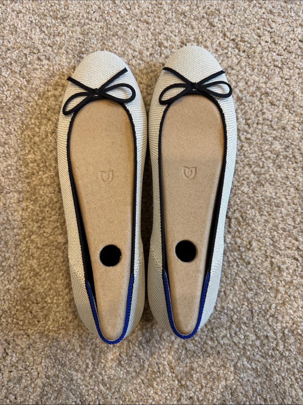 Rothy's Diamond Metallic Ballet Flats with Black Trim